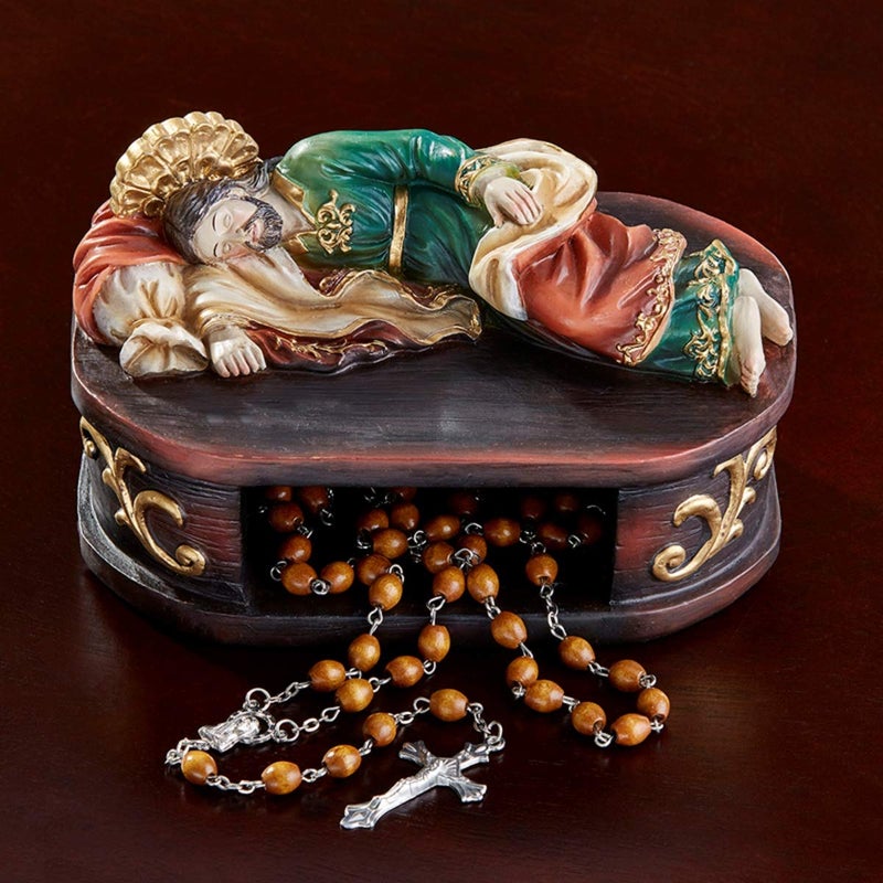 Autom Sleeping Saint Joseph with Shelf Base Statue, 6 Inch - Image 3